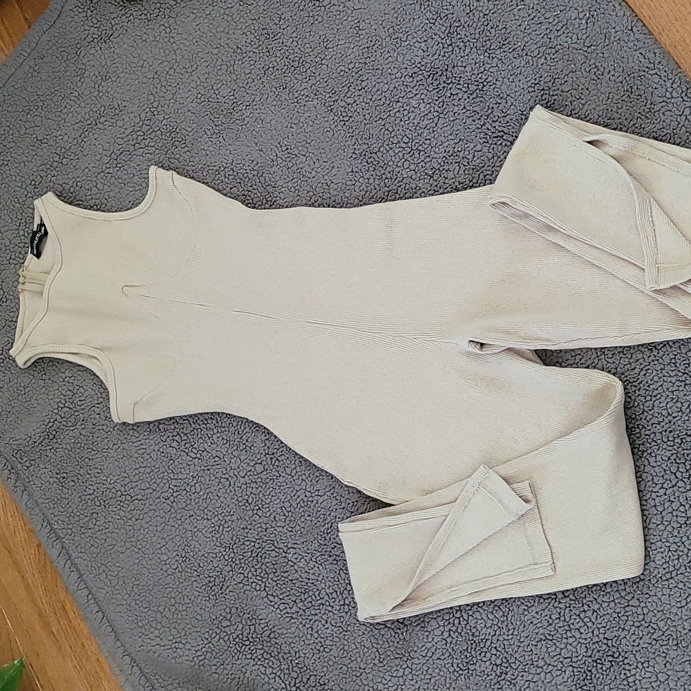 Sleeveless cream colored jumpsuit